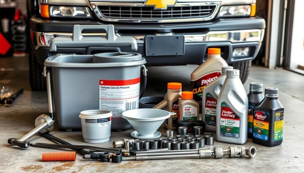 Chevy truck oil change tools and supplies