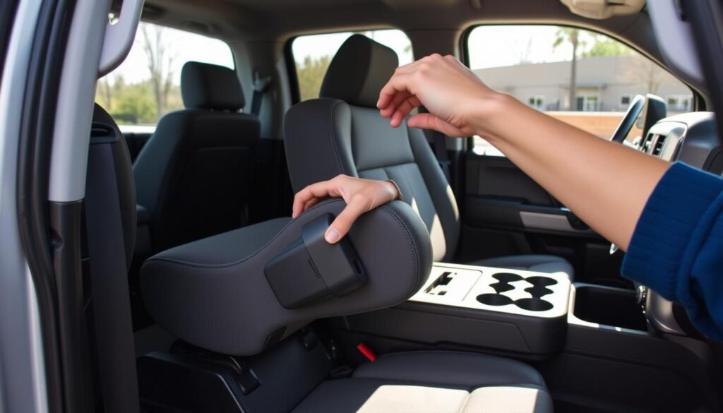 How To Put The Front Middle Seat Down In A Chevy Silverado