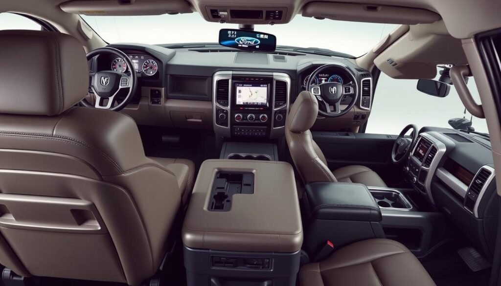 Interior features of Ram 2500 and Ford F-250 Interior features of Ram 2500 and Ford F-250