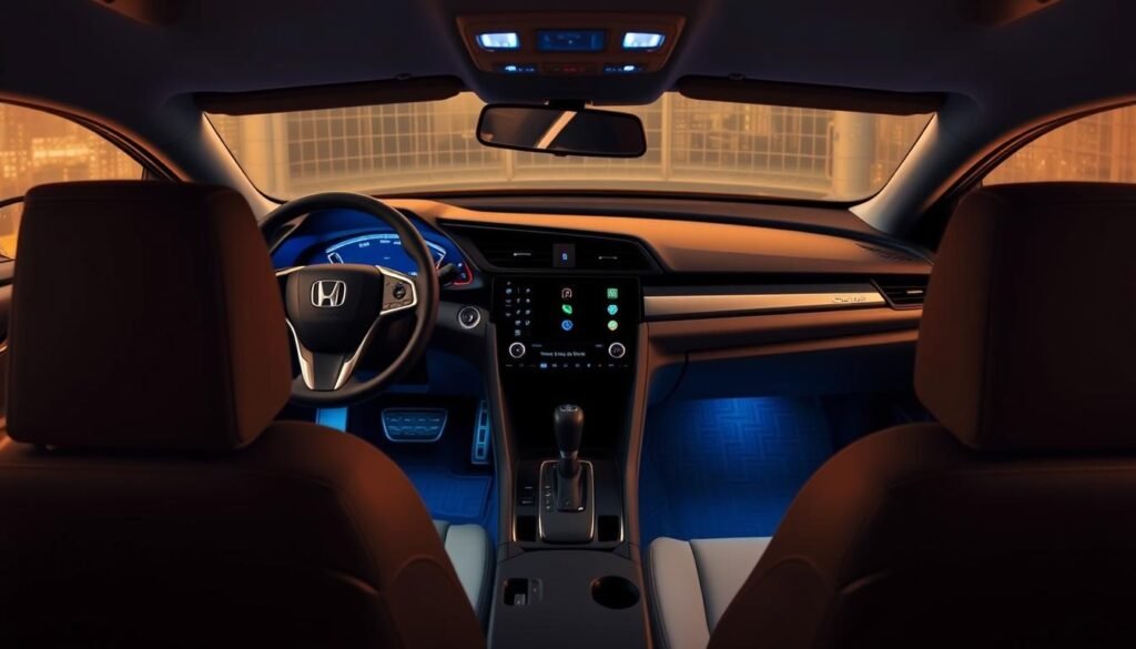 Interior of Honda hybrid car with advanced connectivity Interior of Honda hybrid car with advanced connectivity
