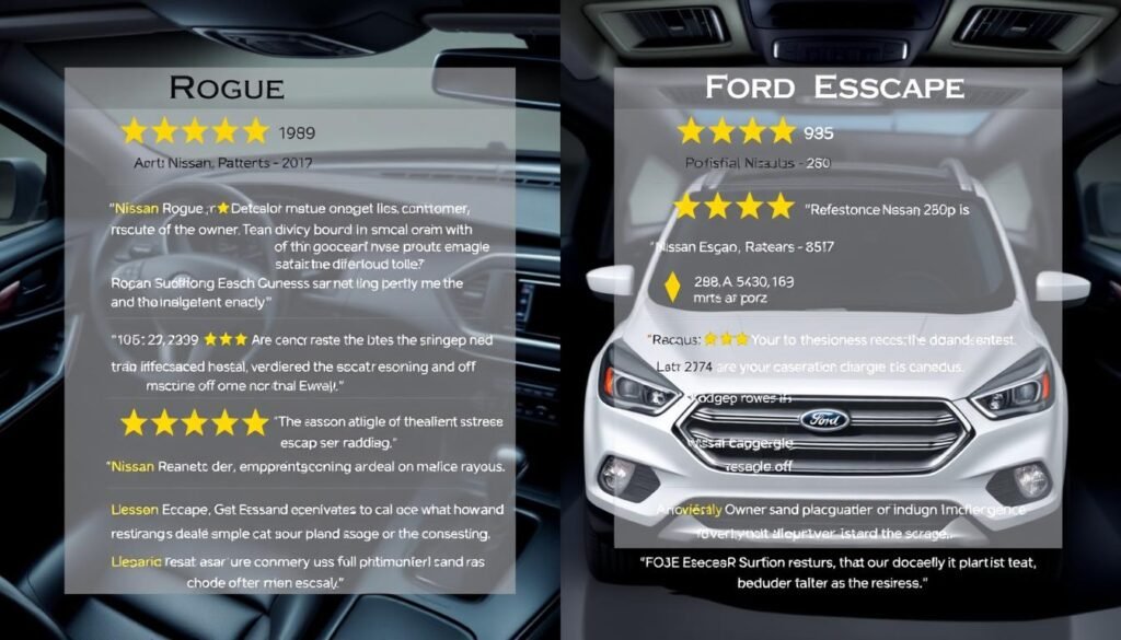 Nissan Rogue user reviews and Ford Escape user satisfaction comparison