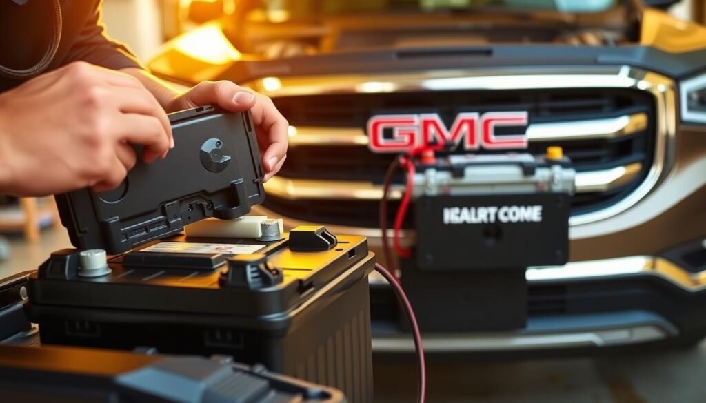 how to replace GMC Acadia battery